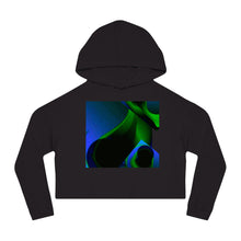 Load image into Gallery viewer, Nicana Azul Verde Swirl Women’s Cropped Hooded Sweatshirt
