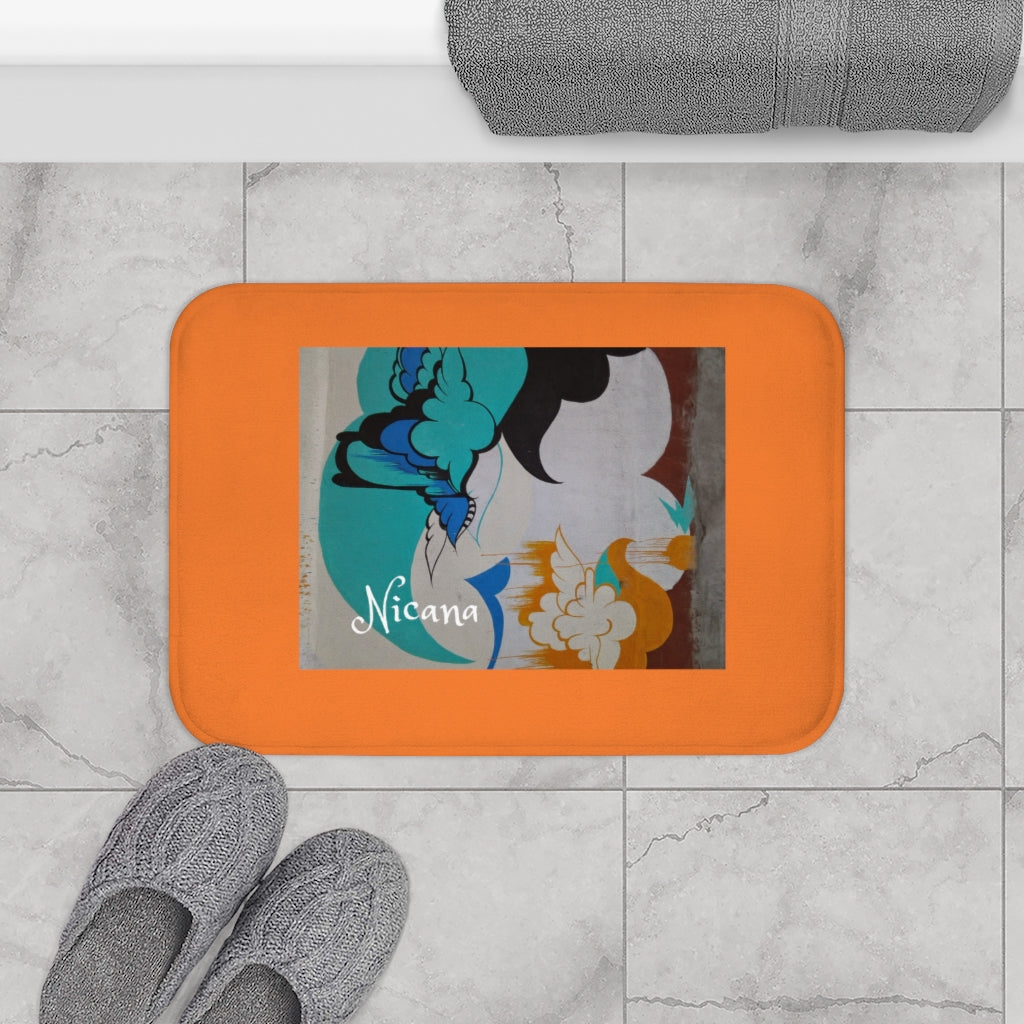 Nicana Graffiti Orange Bath Mat