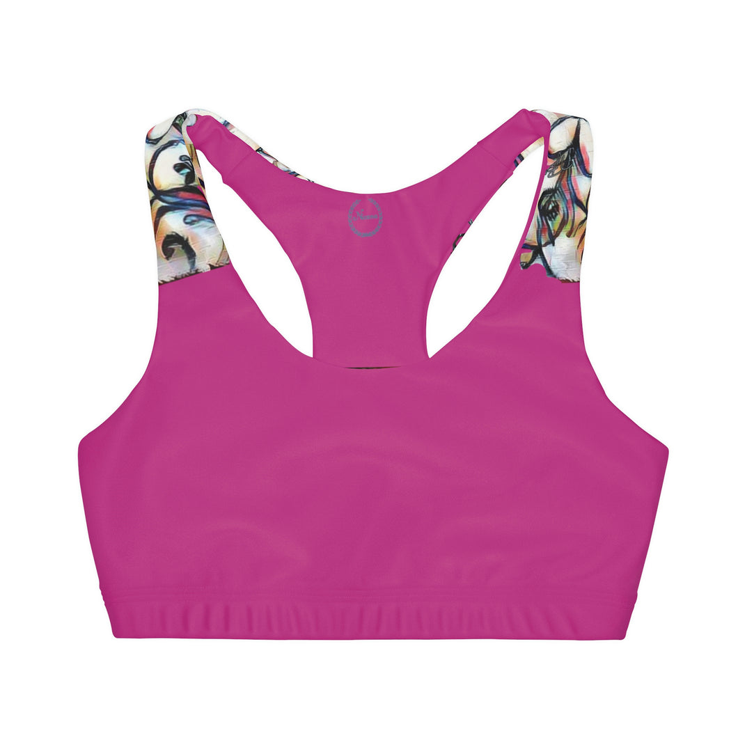 Girls' Pink Petals Double Lined Seamless Sports Bra