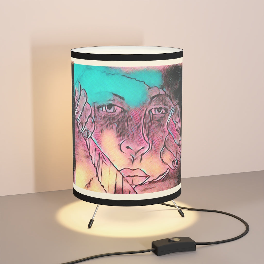 Nicana Peek-a-Boo Pink Tripod Lamp with High-Res Printed Shade, US\CA plug