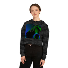 将图片加载到图库查看器，Nicana Azul Verde Swirl Women’s Cropped Hooded Sweatshirt
