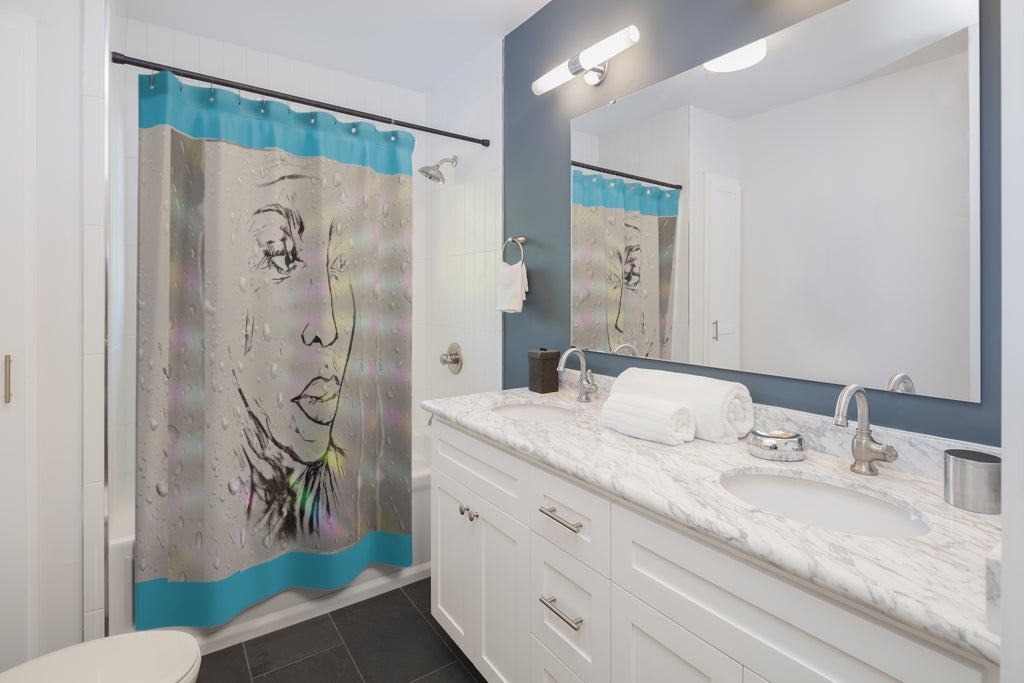 Nicana Queen Turquoise Shower Curtains
