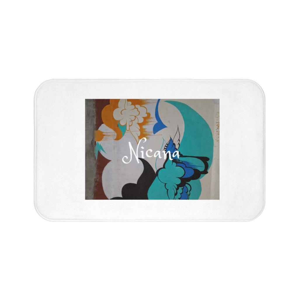 Nicana Graffiti White Bath Mat