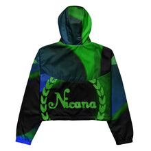 Load image into Gallery viewer, Nicana Azul Verde Swirl Women’s cropped windbreaker
