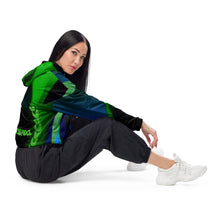 Load image into Gallery viewer, Nicana Azul Verde Swirl Women’s cropped windbreaker
