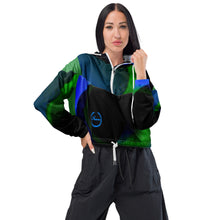 Charger l&#39;image dans la galerie, Nicana Azul Verde Swirl Women’s cropped windbreaker
