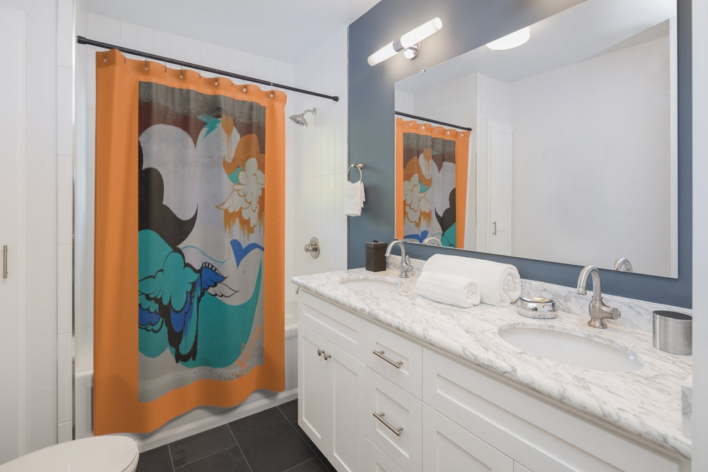 Nicana Graffiti Orange Shower Curtains