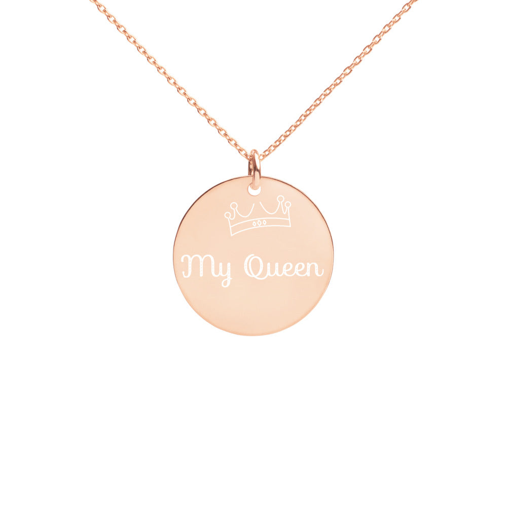 My Queen Nicana Engraved Silver Disc Necklace