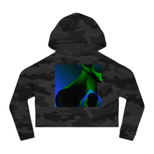 Cargar imagen en el visor de la galería, Nicana Azul Verde Swirl Women’s Cropped Hooded Sweatshirt
