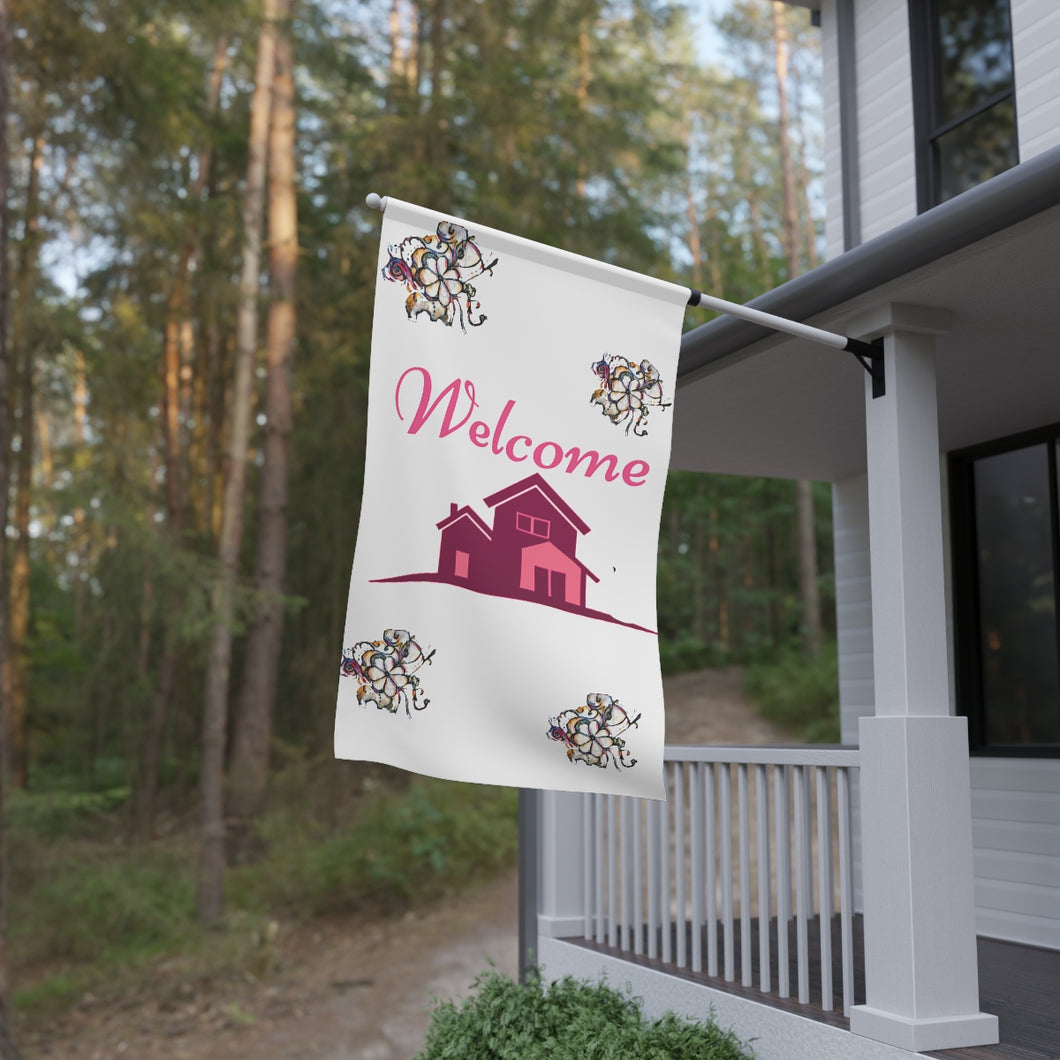 Nicana Pink Floral Welcome House Banner