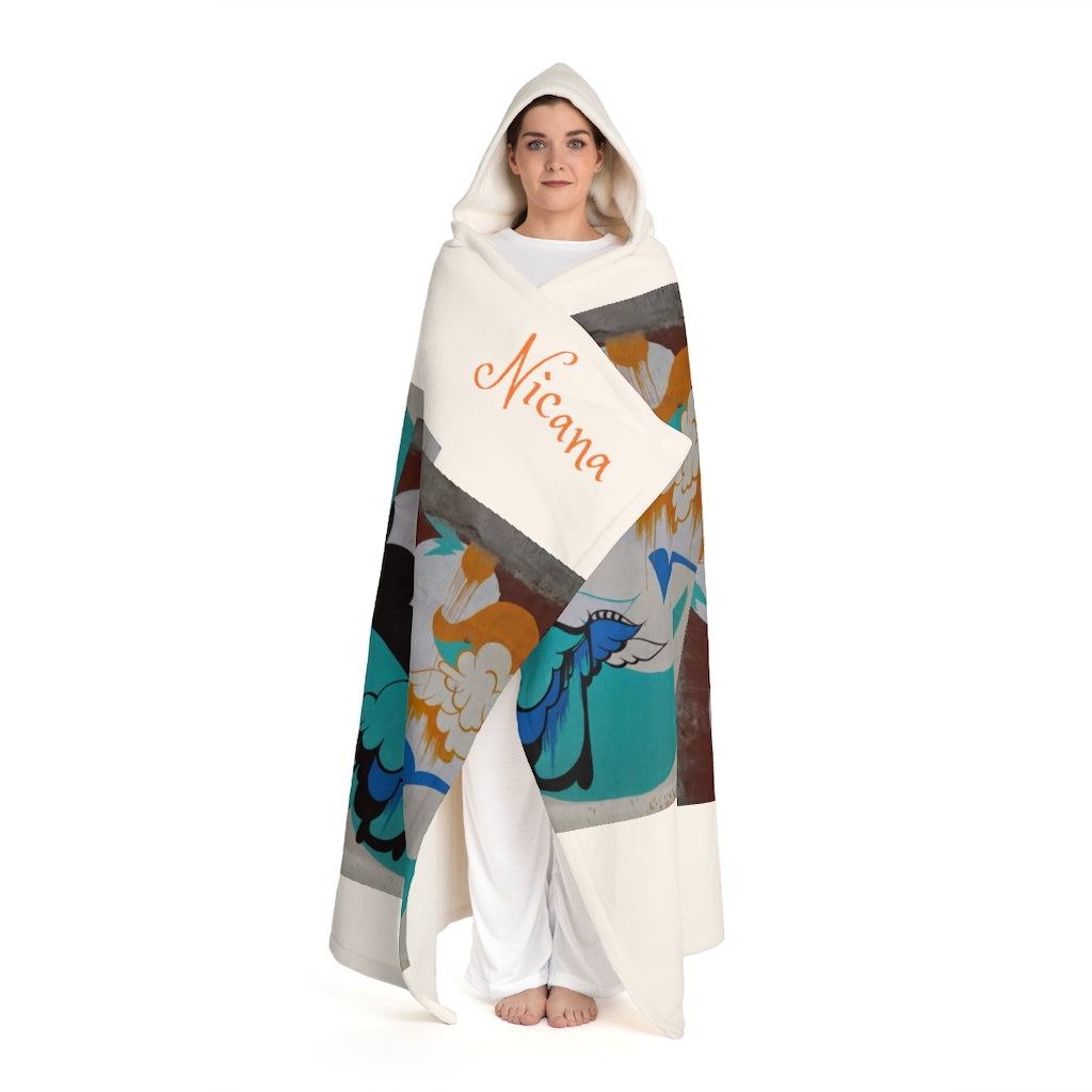 Nicana Graffiti Hooded Sherpa Fleece Blanket