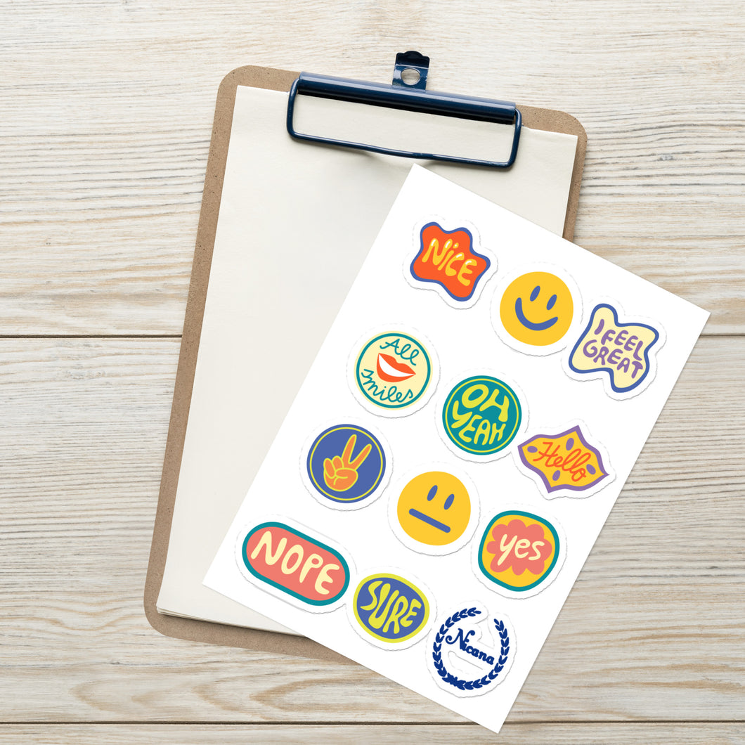 Nicana Fun Sayings Sticker sheet