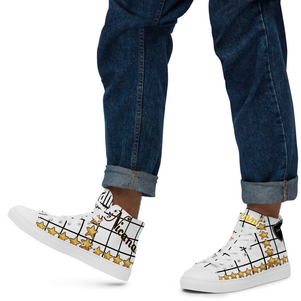 Nicana Stripes Men’s high top B/W canvas shoes