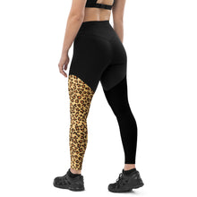 将图片加载到图库查看器，Nicans Leopard/Blk Sports Leggings
