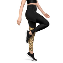 将图片加载到图库查看器，Nicans Leopard/Blk Sports Leggings
