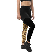 将图片加载到图库查看器，Nicans Leopard/Blk Sports Leggings
